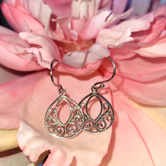 925 Stirling Silver Filigree Earrings - Picture 1 of 7